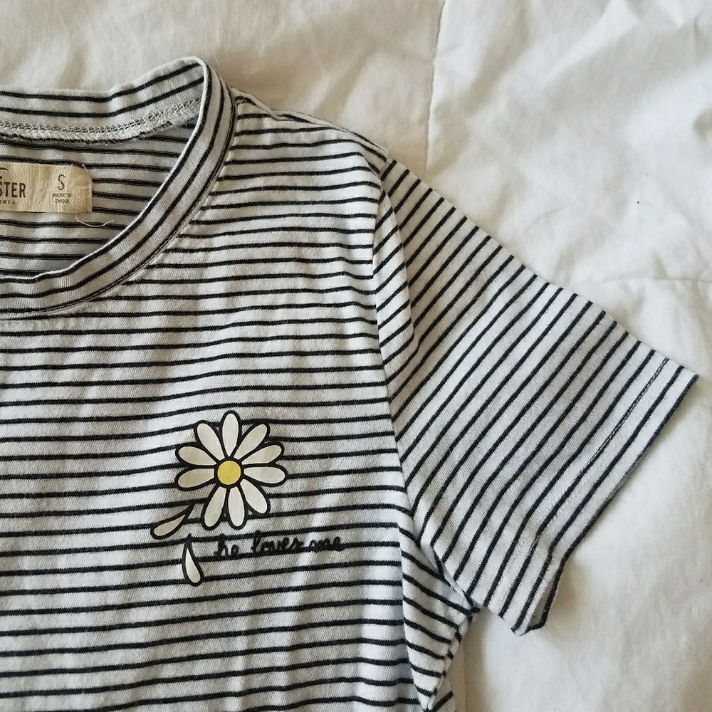 Hollister Black and White Striped Tee